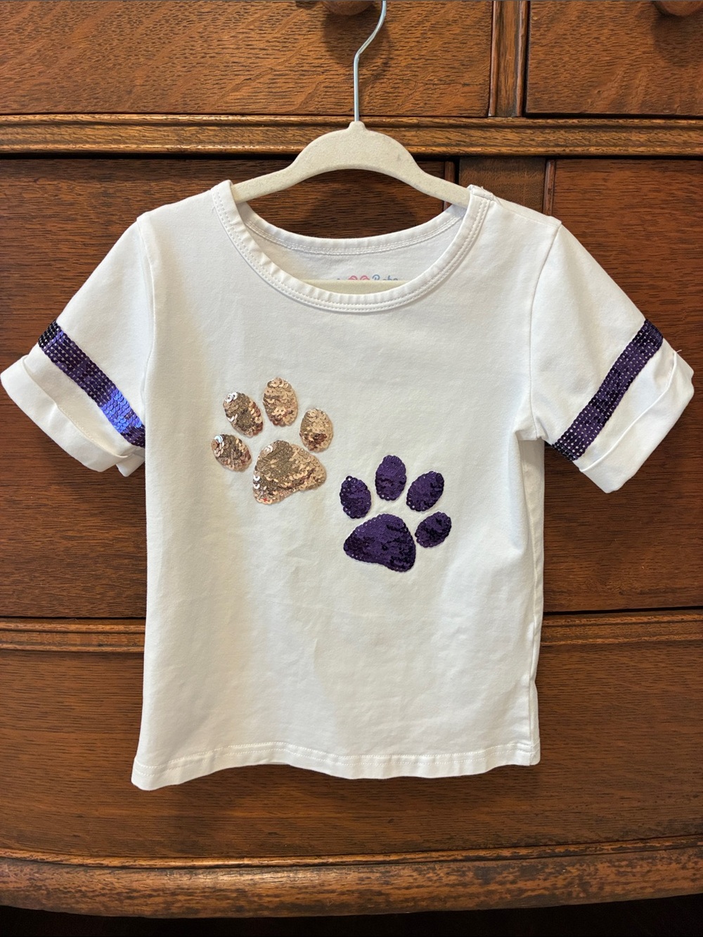 Lulu Bebe LSU Tee with Sequin Paw Prints